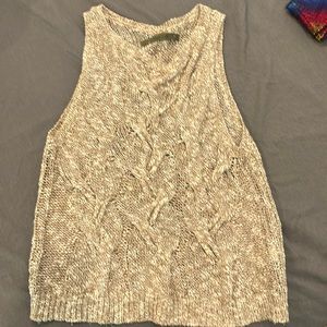 Tan cable knit tank by Enza Costa.
